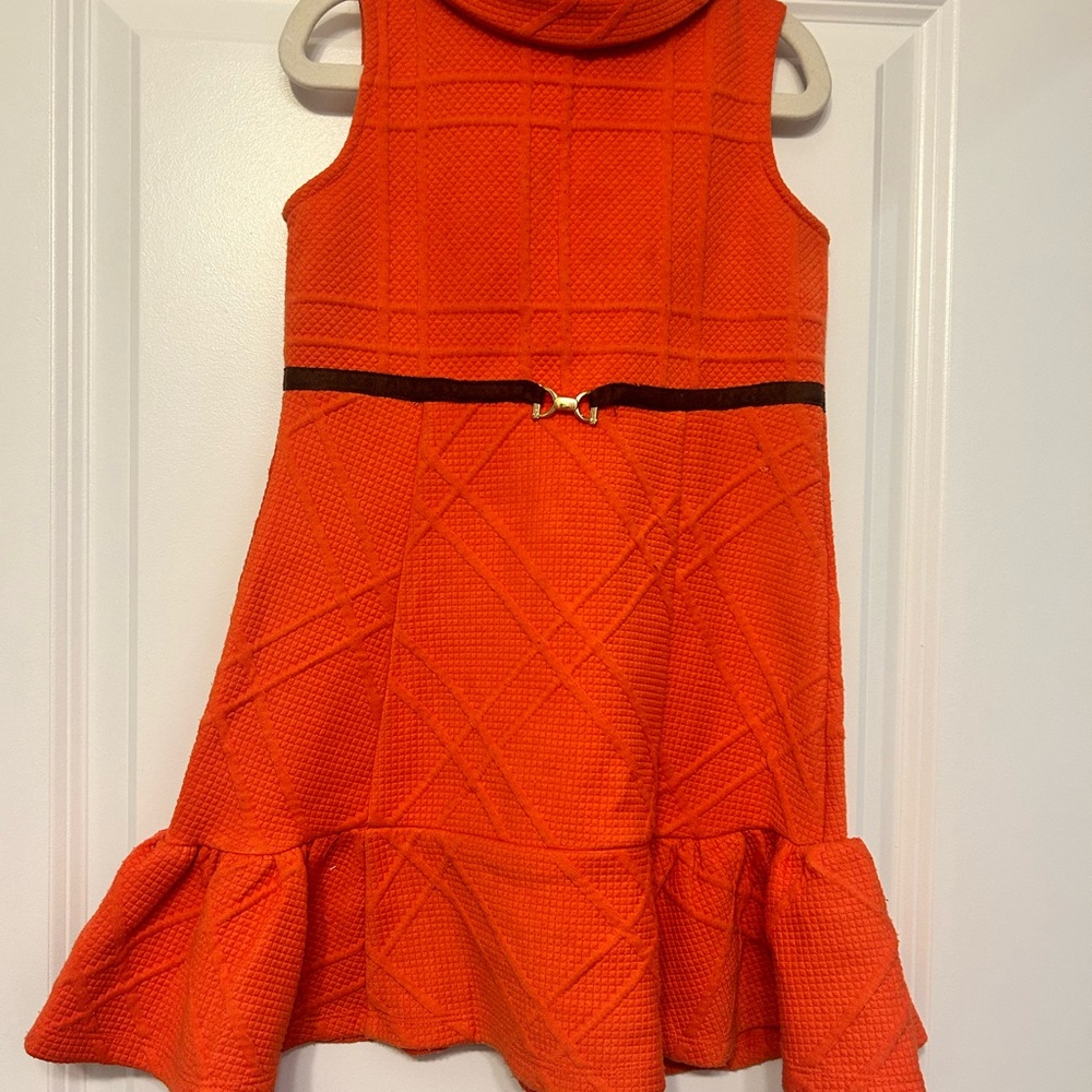 Janie and Jack Orange Jacquard Textured Sleeveless dress